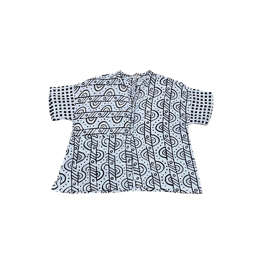 Marketplace Handwork of India Women L Handmade Artsy Abstract Embroidered Blouse